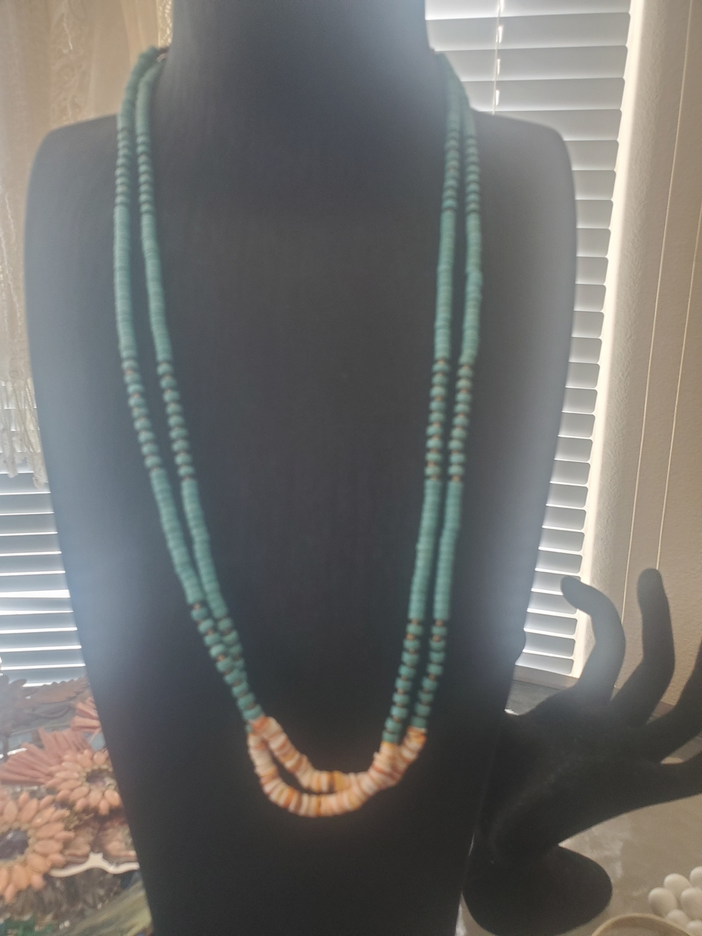 Handcrafted Southwestern Turquoise & Spiny Oyster Double-Strand 22"-23"